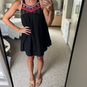 Billabong Cotton Beaded Babydoll Dress, Black, M